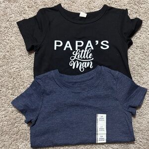 Papa's Little Man Black Tee + Navy Baby Tee - 2-Pack